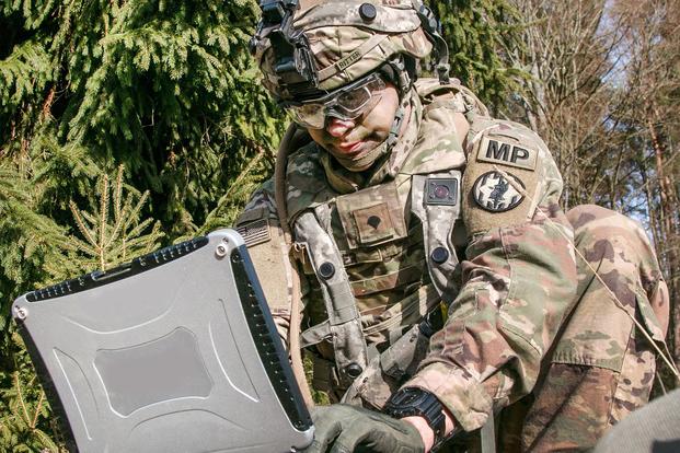 The CCDC C5ISR Center is developing wearable authentication tokens that will enable soldiers to prove their identity when operating systems, devices and applications on the Army tactical network. (Spc. Dustin D. Biven/22nd Mobile Public Affairs Detachment)