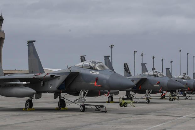 F-15C Eagle fighter jets at Tyndall Air Force Base