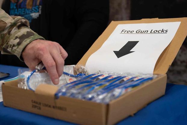 Free gun locks at a suicide prevention event.