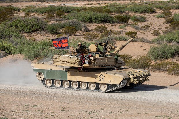 A U.S. Army M1A2 SEPv2 Abrams prepares to move onto the range to conduct Table Tank VI Gunnery at McGregor Range, New Mexico