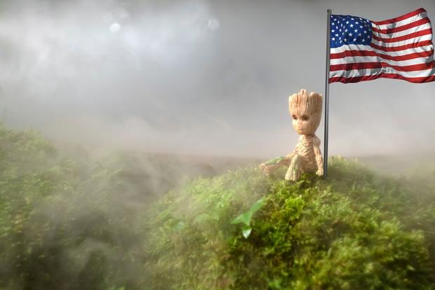 groot with flag