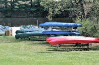 Recreational Equipment Checkout customers can check out paddle boats, canoes, and kayaks, like these located next to Suukjak Sep Lake on May 15, 2018, at Pine View Campground. (U.S. Army photo/Scott T. Sturkol)