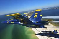 The Blue Angels fly a delta formation in their F/A-18 Hornets