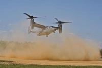 A U.S. Air Force CV-22 Osprey lands on Eglin Range