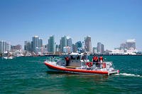 A 45-foot Response Boat in San Diego Bay. (Coast Guard photo by Petty Officer 2nd Class Henry G. Dunphy)